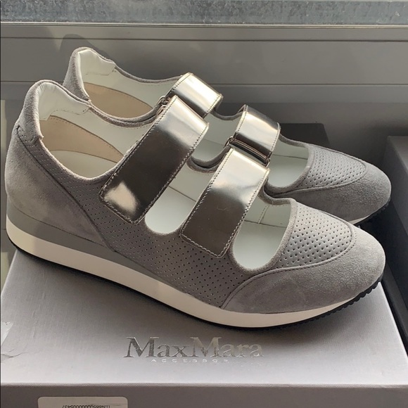 NEW MAX MARA MM34 Gray Perla Velcro Sneakers - NWT - Picture 1 of 11